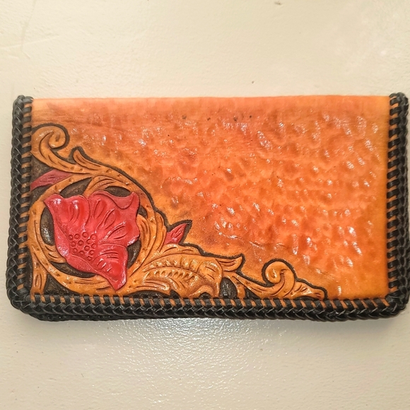 Handbags - EUC Handcarved Leather Wallet